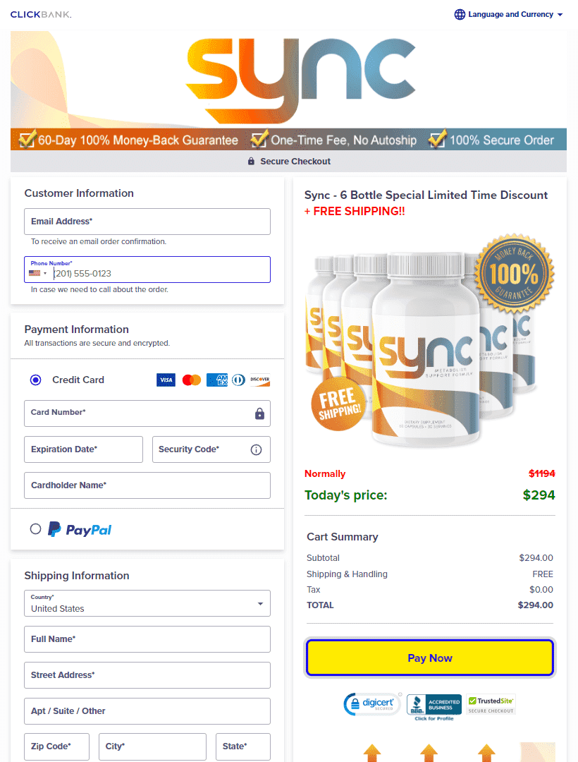 Sync Sunlight Loophole Order Page